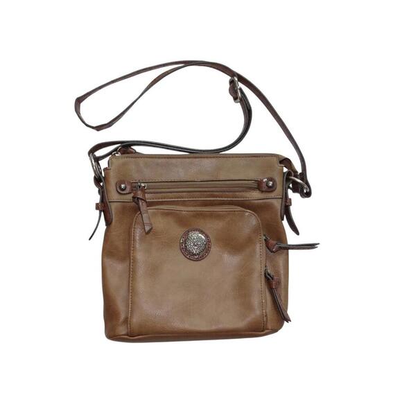 Handbags - Brown Leather Women's Crossbody Bag with Multiple Zippered‎ Compartments